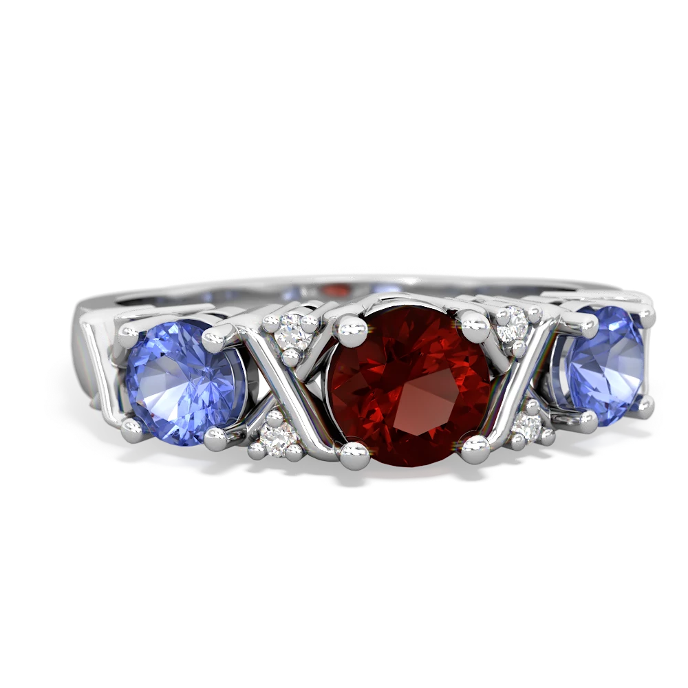 Garnet Hugs And Kisses 14K White Gold ring R5016