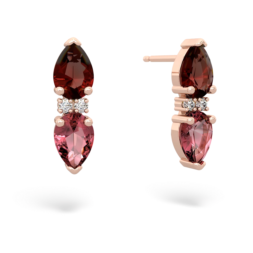 Garnet Bowtie Drop 14K Rose Gold earrings E0865
