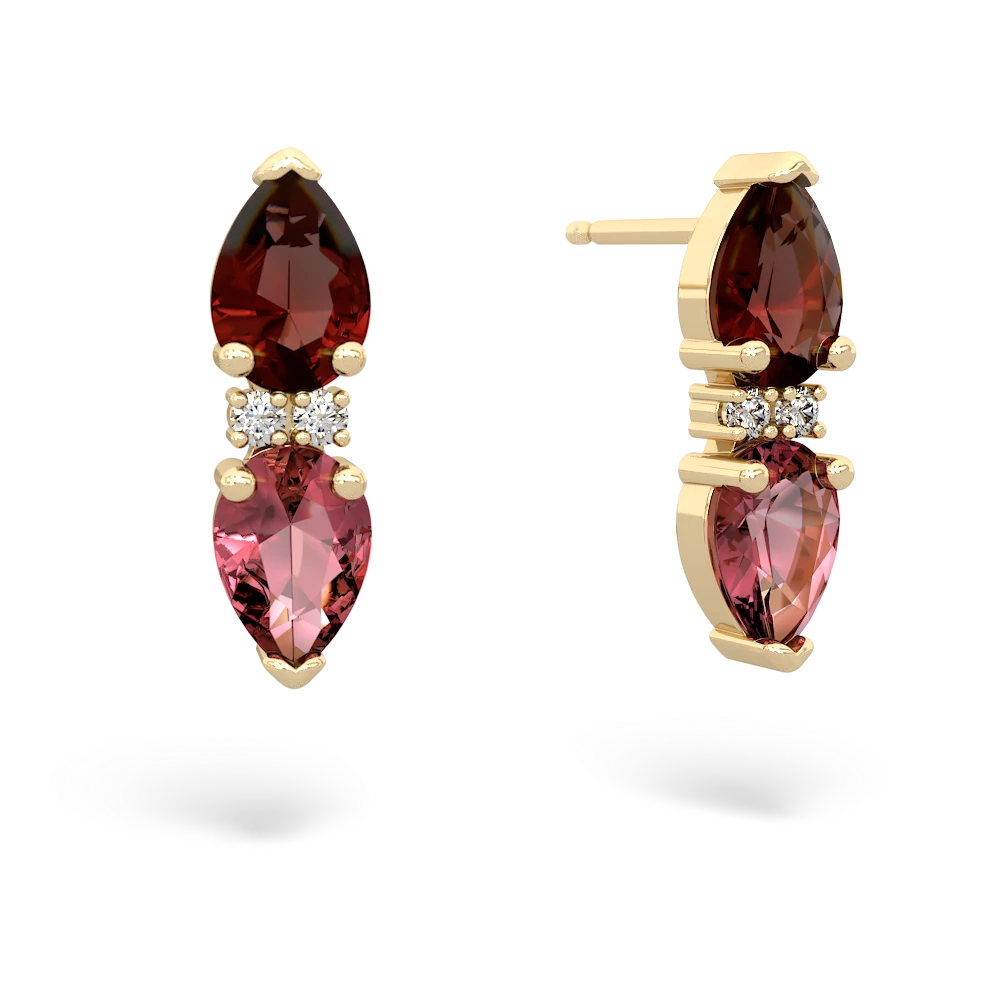Garnet Bowtie Drop 14K Yellow Gold earrings E0865