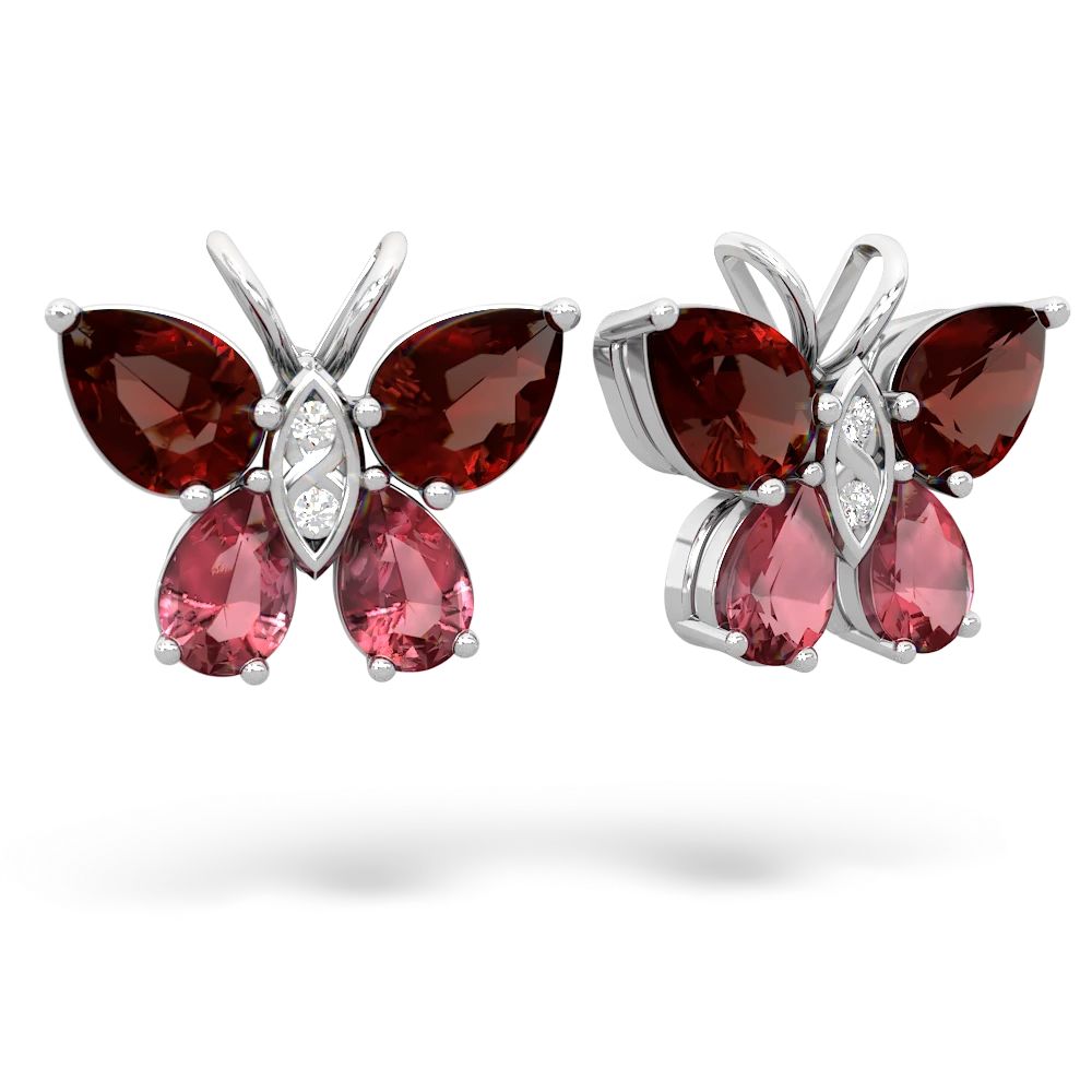 Garnet Butterfly 14K White Gold earrings E2215