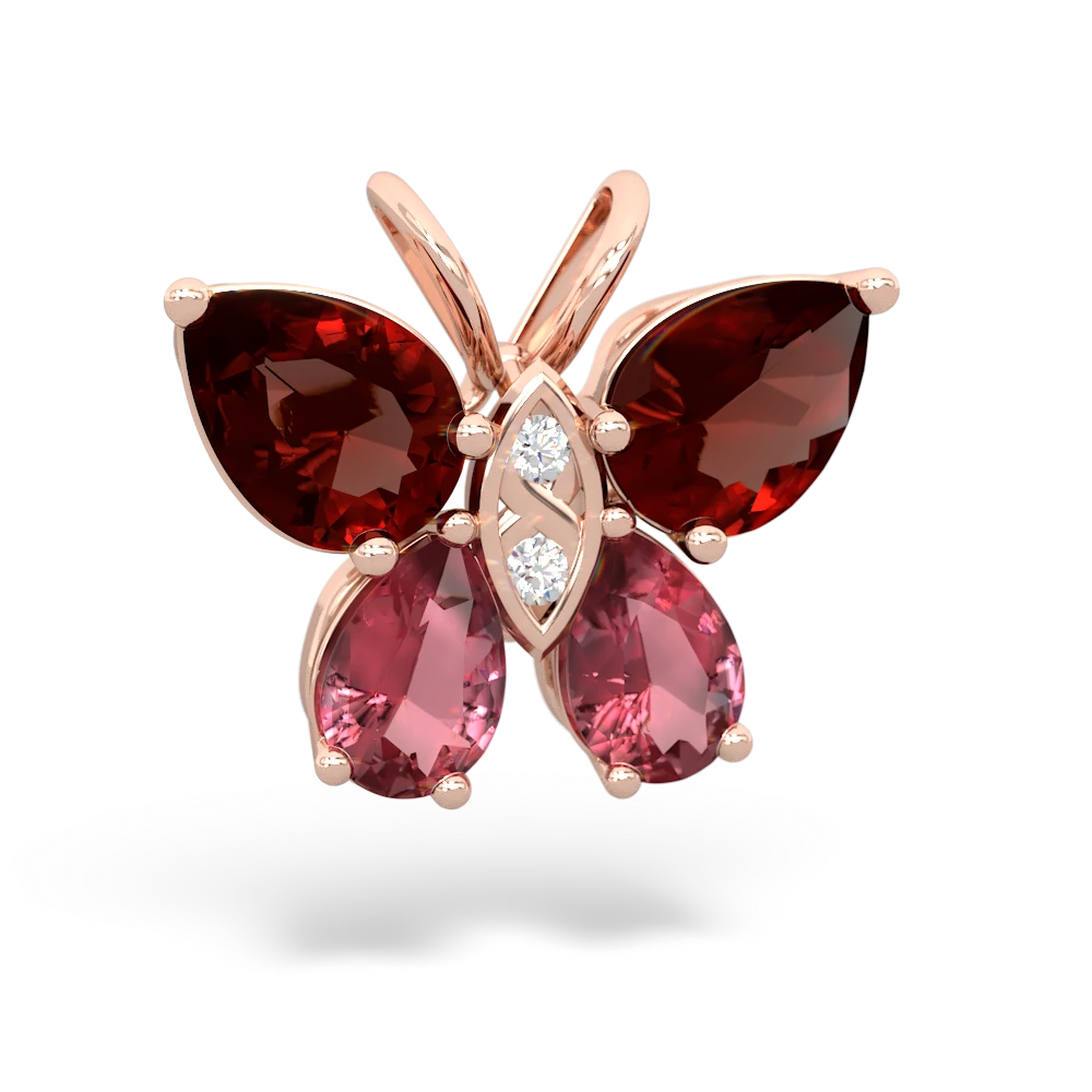 Garnet Butterfly 14K Rose Gold pendant P2215