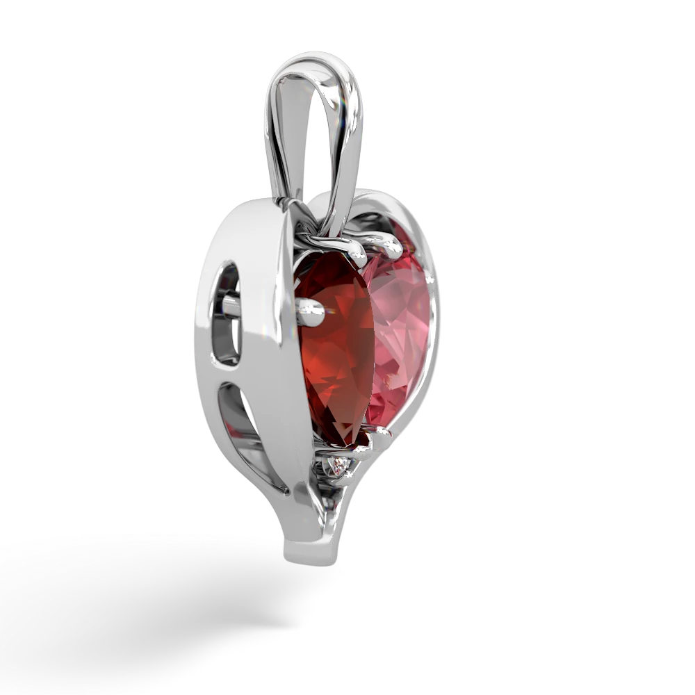 Garnet Two Become One 14K White Gold pendant P5330