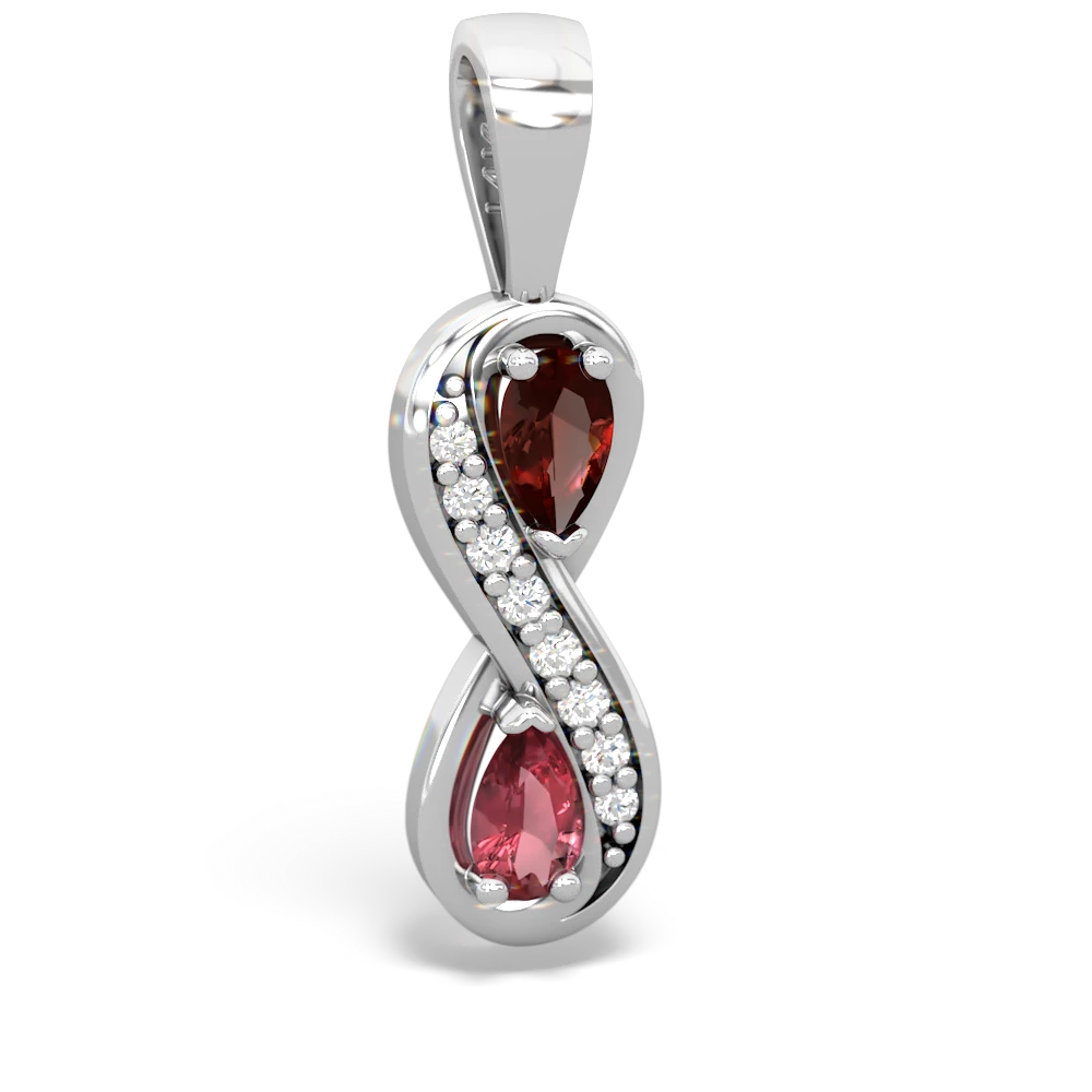 Garnet Diamond Infinity 14K White Gold pendant P5390