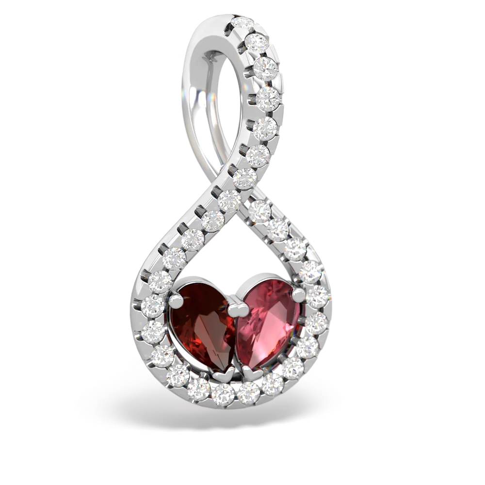 Garnet Pave Twist 'One Heart' 14K White Gold pendant P5360