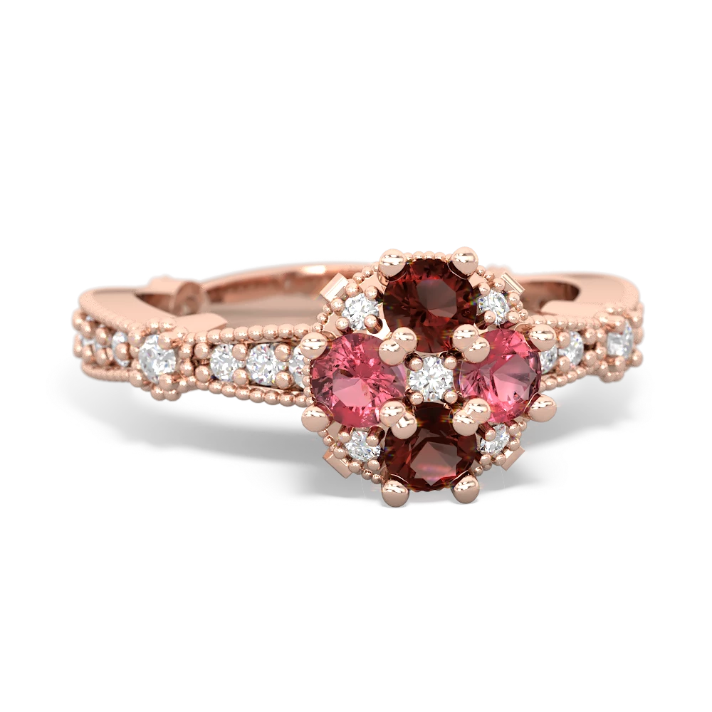 Garnet Sparkling Tiara Cluster 14K Rose Gold ring R26293RD