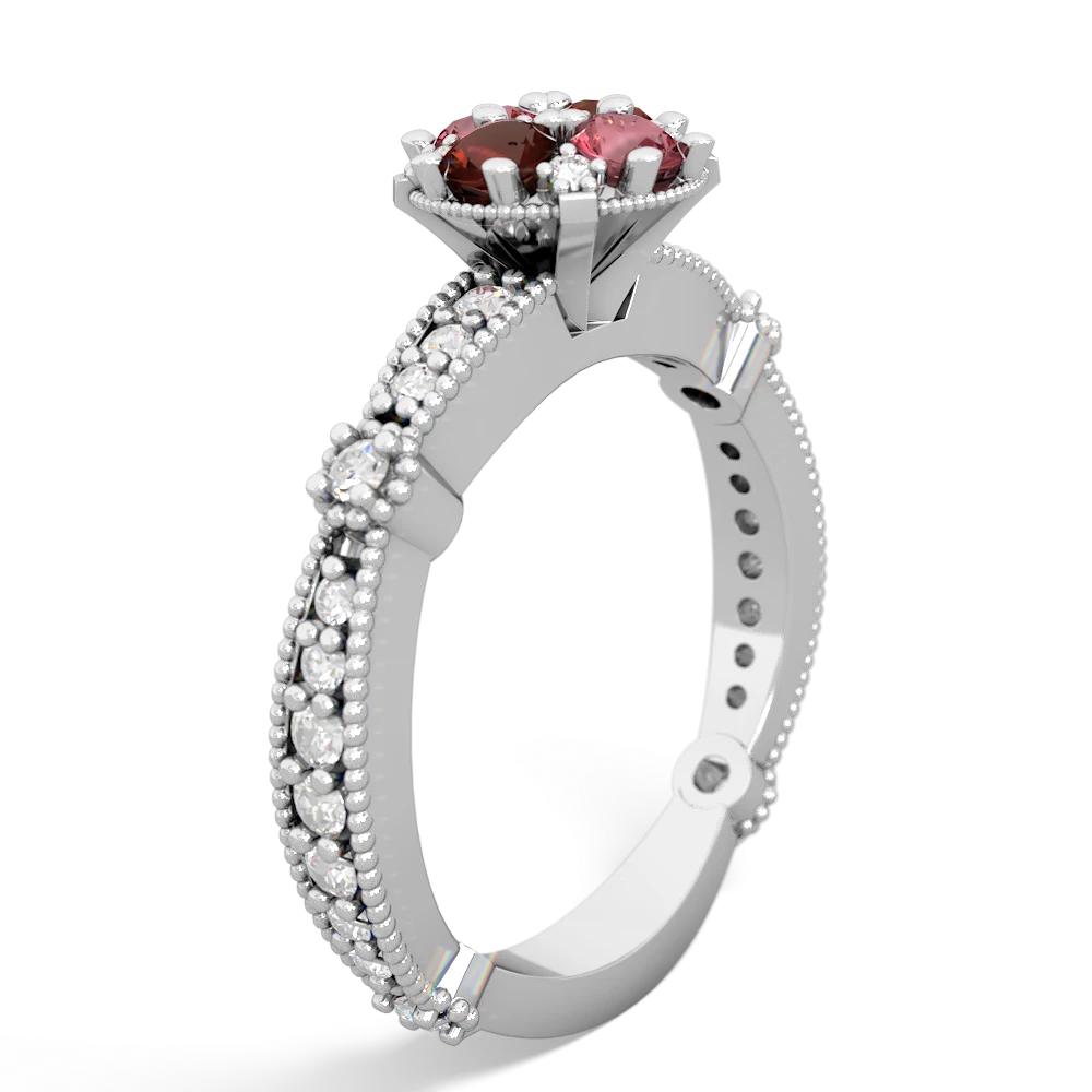 Garnet Sparkling Tiara Cluster 14K White Gold ring R26293RD