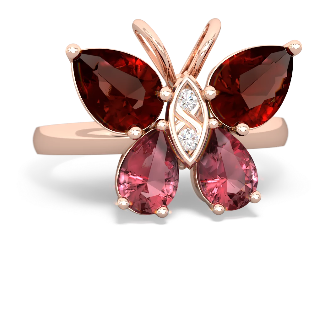 Garnet Butterfly 14K Rose Gold ring R2215