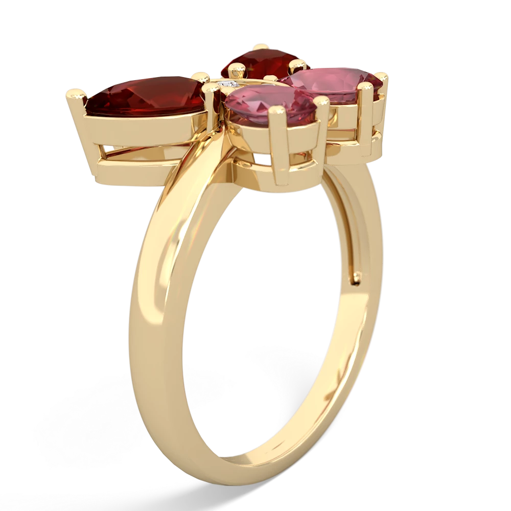 Garnet Butterfly 14K Yellow Gold ring R2215