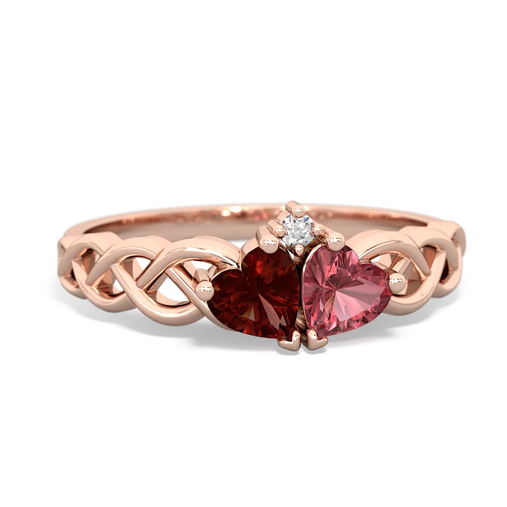 Garnet Heart To Heart Braid 14K Rose Gold ring R5870