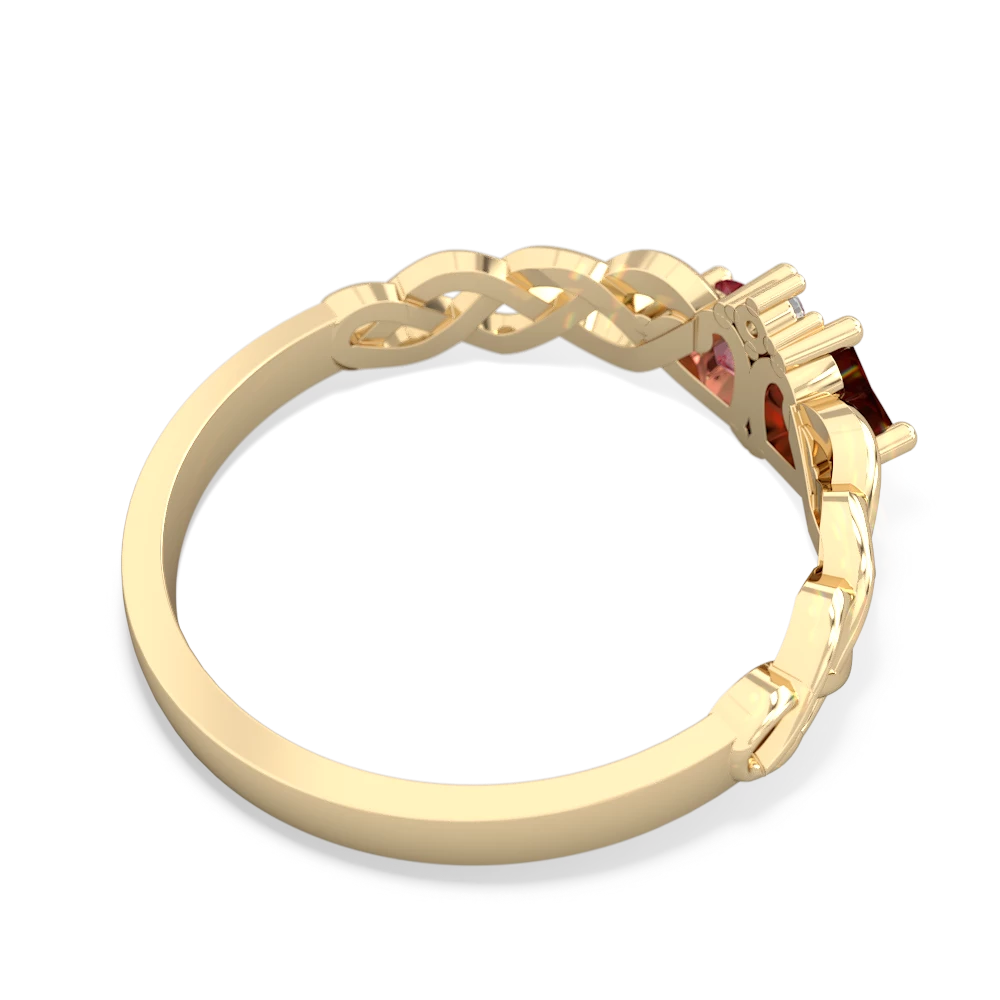 Garnet Heart To Heart Braid 14K Yellow Gold ring R5870