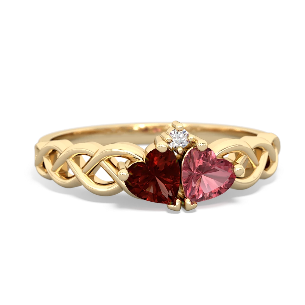 Garnet Heart To Heart Braid 14K Yellow Gold ring R5870