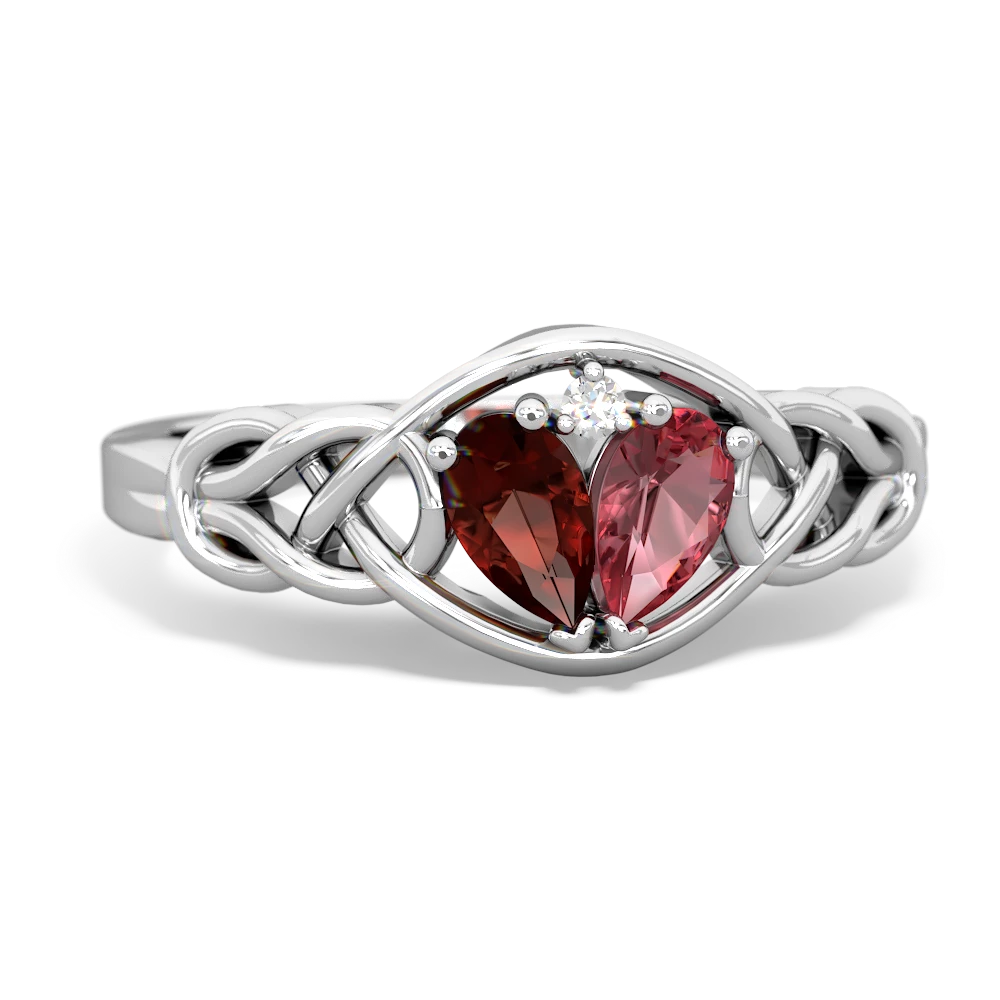 Garnet Celtic Love Knot 14K White Gold ring R5420