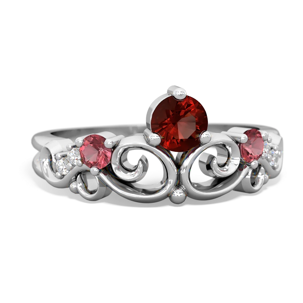 Garnet Crown Keepsake 14K White Gold ring R5740