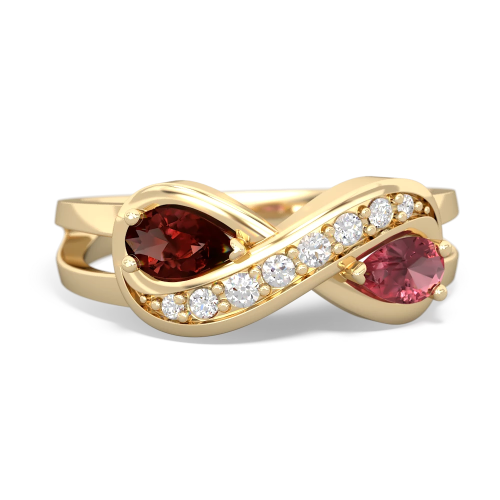 Garnet Diamond Infinity 14K Yellow Gold ring R5390