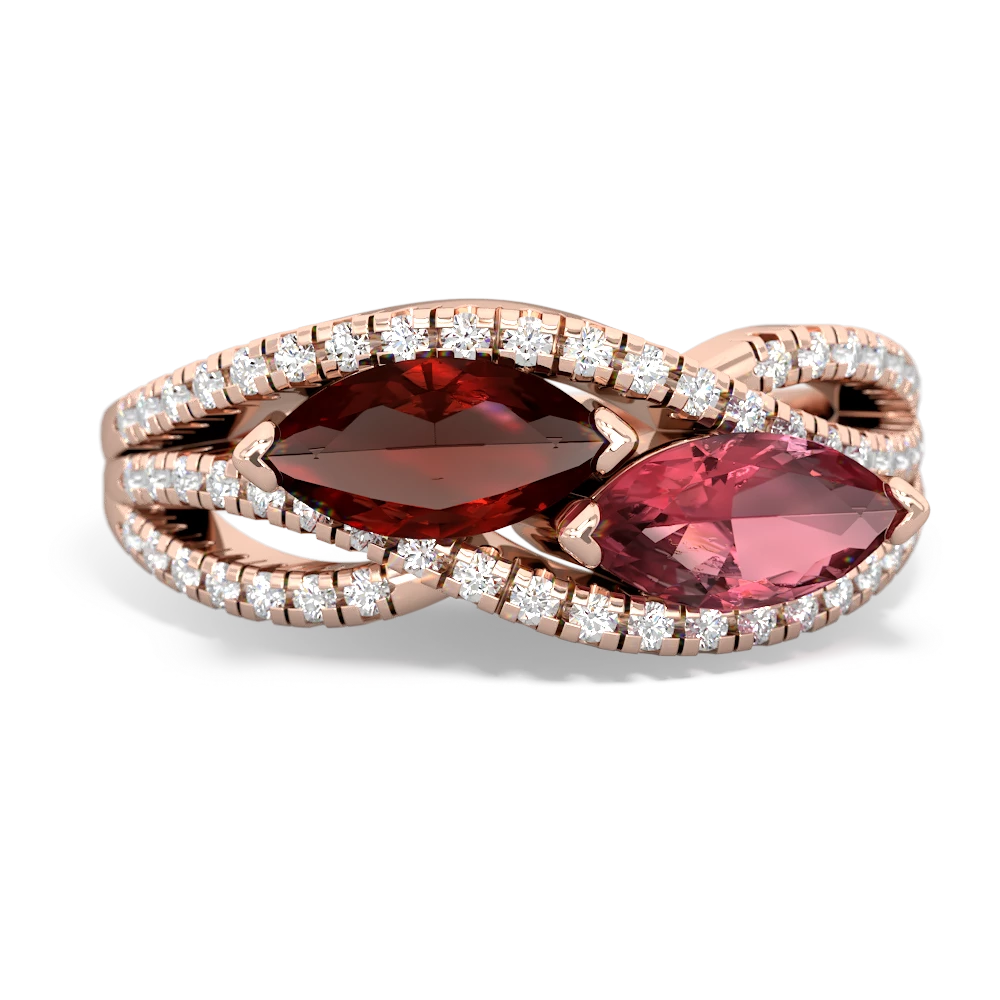 Garnet Diamond Rivers 14K Rose Gold ring R3070