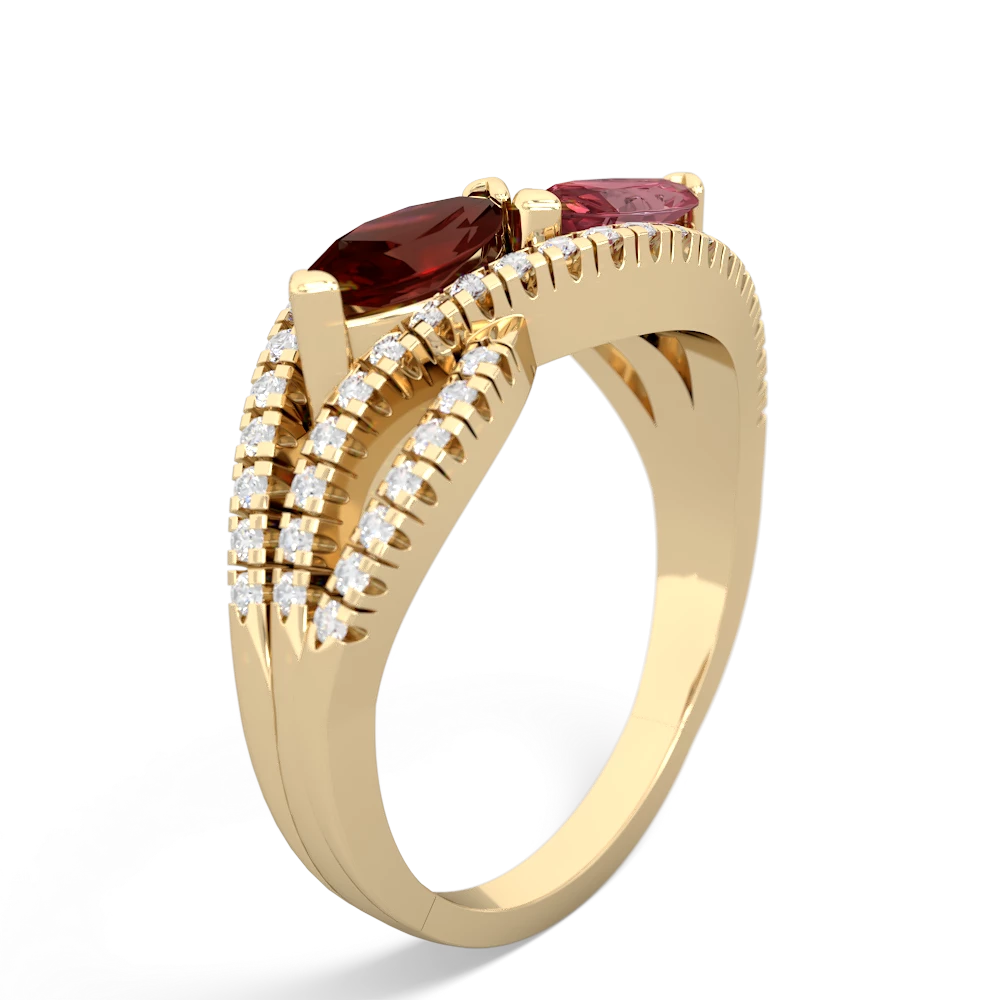 Garnet Diamond Rivers 14K Yellow Gold ring R3070