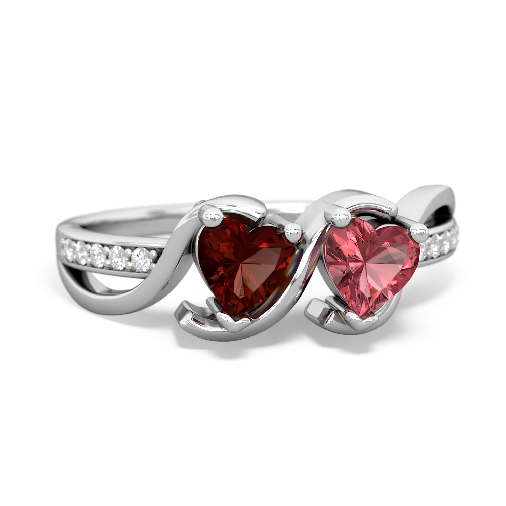 Garnet Side By Side 14K White Gold ring R3090