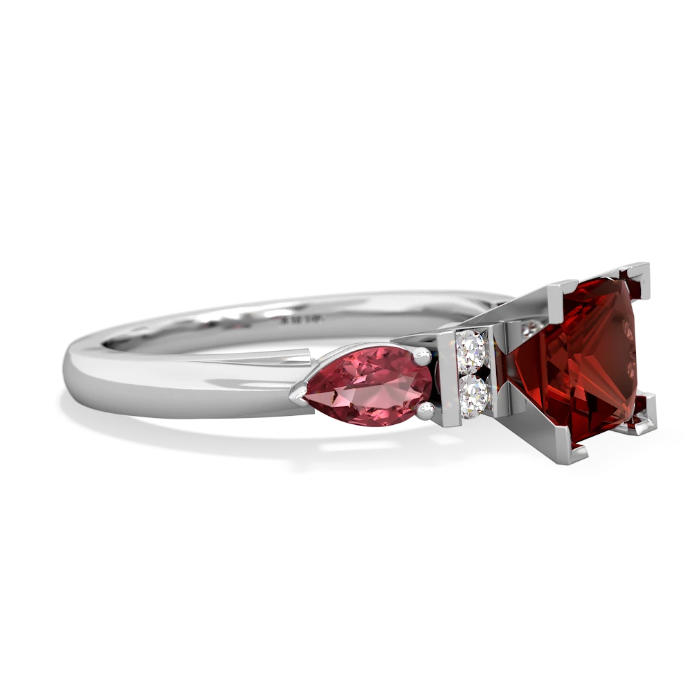 Garnet 6Mm Princess Eternal Embrace Engagement 14K White Gold ring C2002