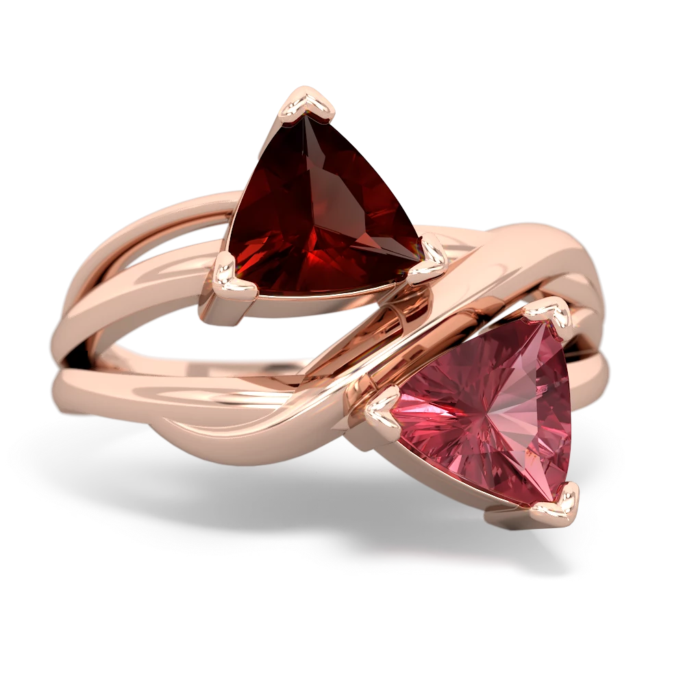 Garnet Split Band Swirl 14K Rose Gold ring R2341