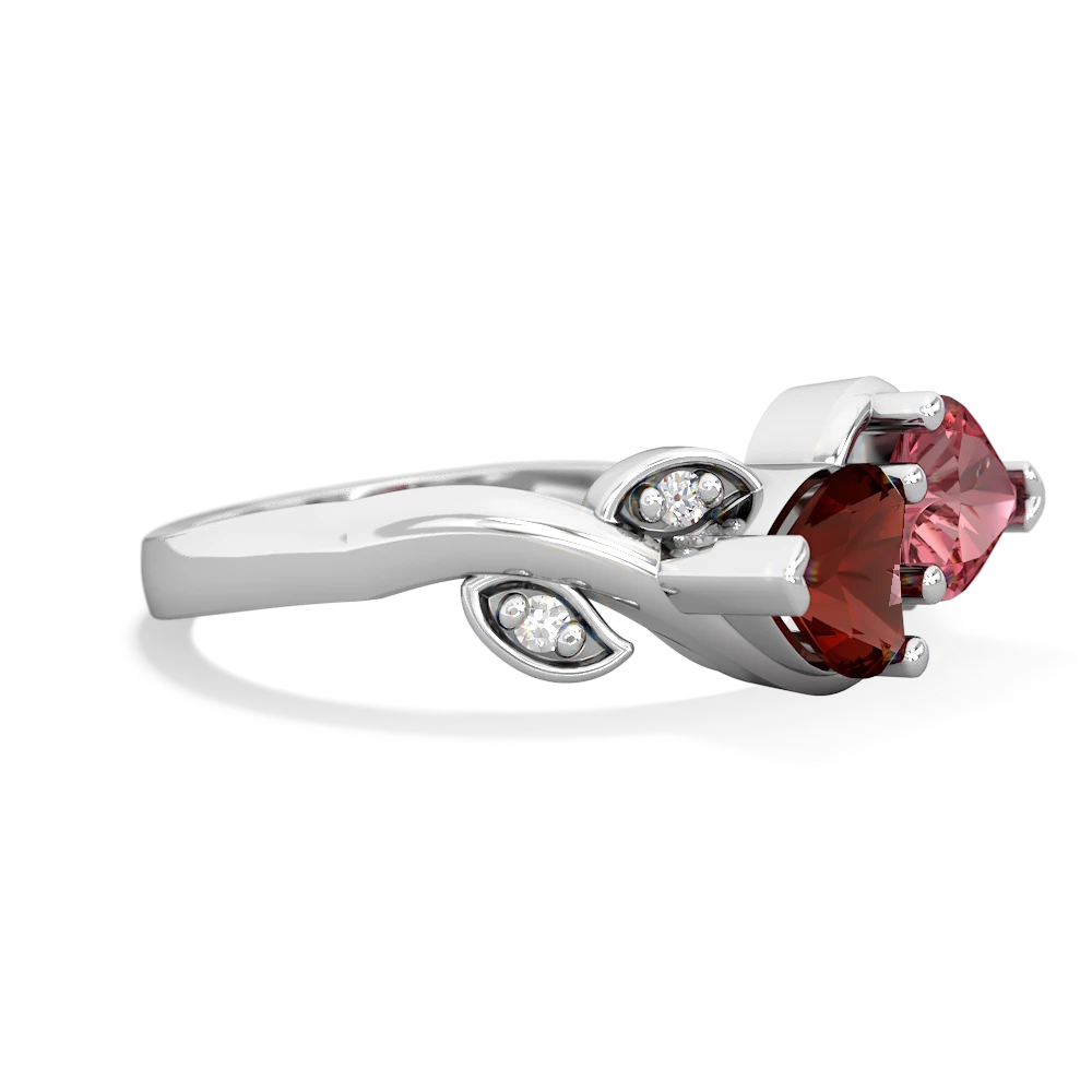 Garnet Floral Elegance 14K White Gold ring R5790