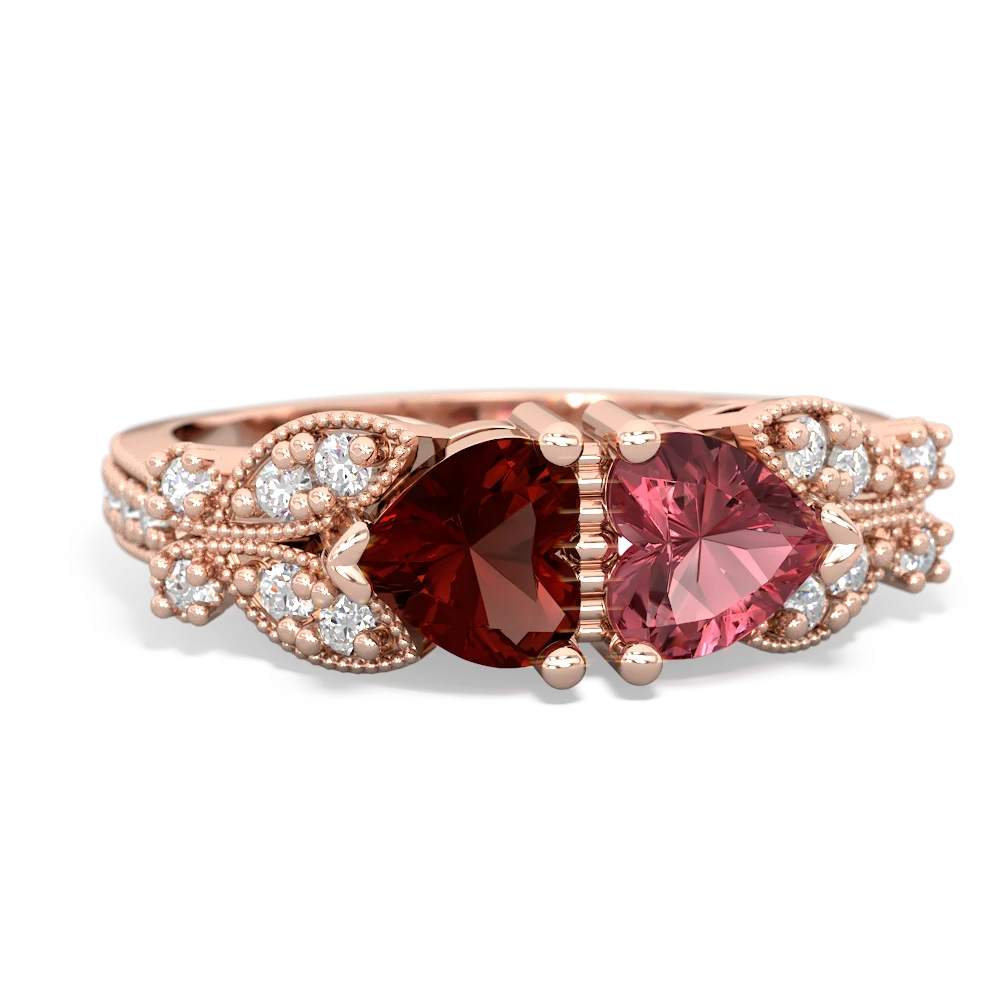 Garnet Diamond Butterflies 14K Rose Gold ring R5601