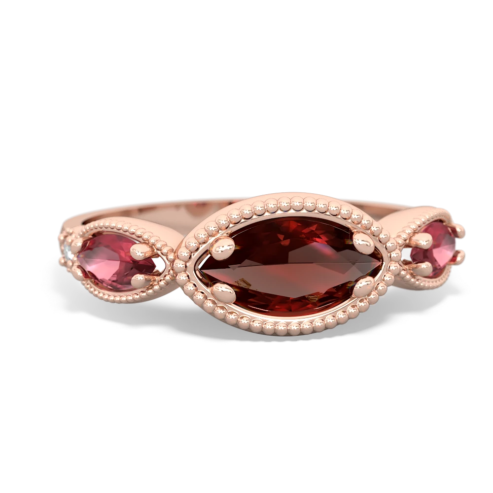 Garnet Milgrain Marquise 14K Rose Gold ring R5700