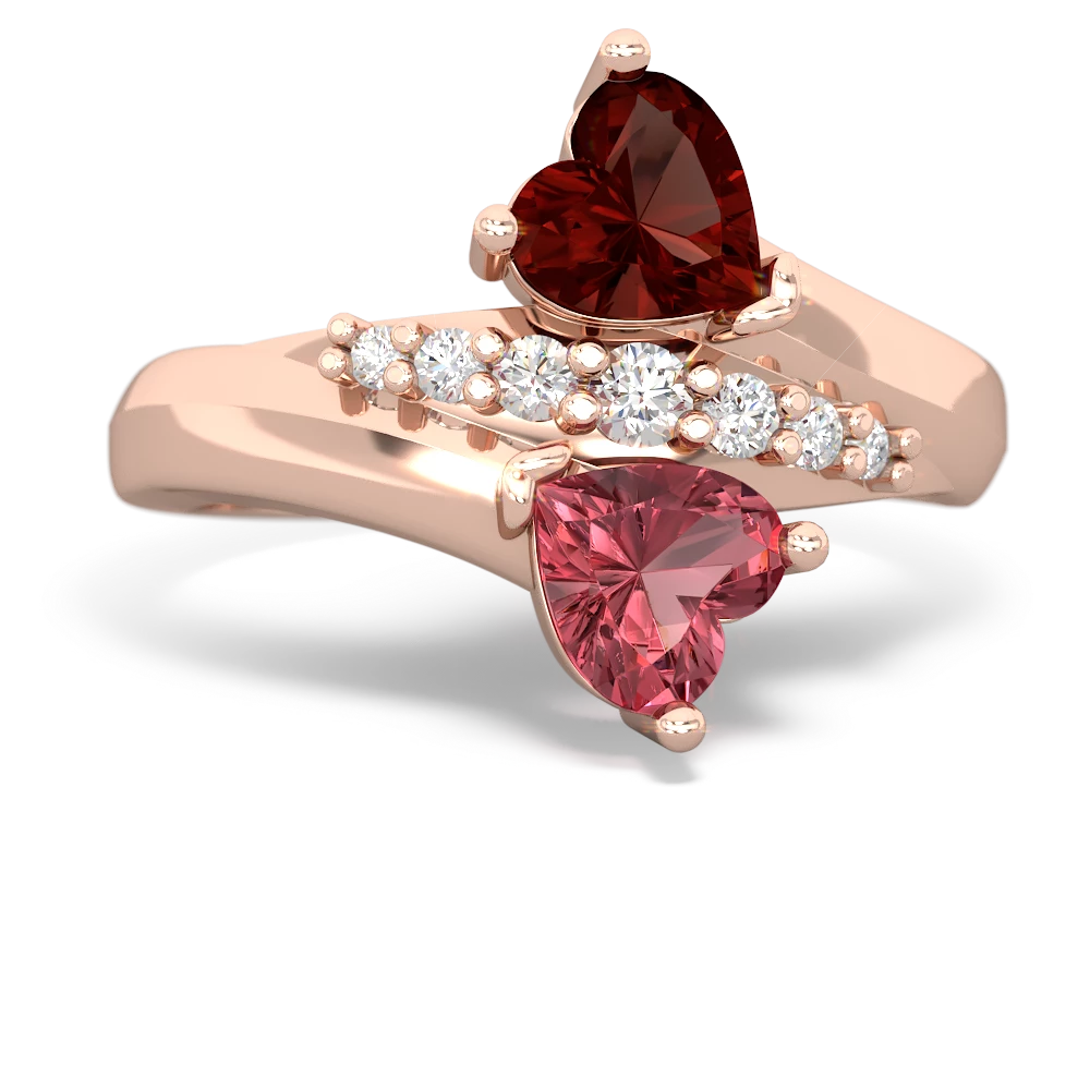 Garnet Heart To Heart 14K Rose Gold ring R2064