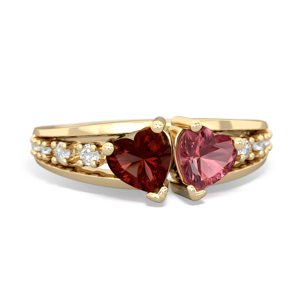 Garnet Heart To Heart 14K Yellow Gold ring R3342