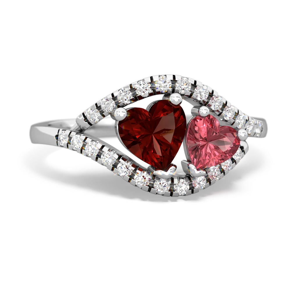 Garnet Mother And Child 14K White Gold ring R3010