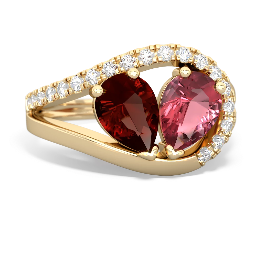 Garnet Nestled Heart Keepsake 14K Yellow Gold ring R5650