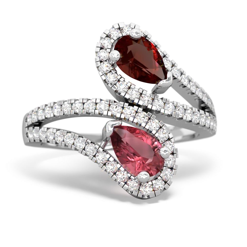 Garnet Diamond Dazzler 14K White Gold ring R3000