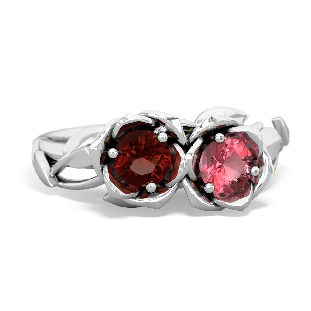 Garnet Rose Garden 14K White Gold ring R5510