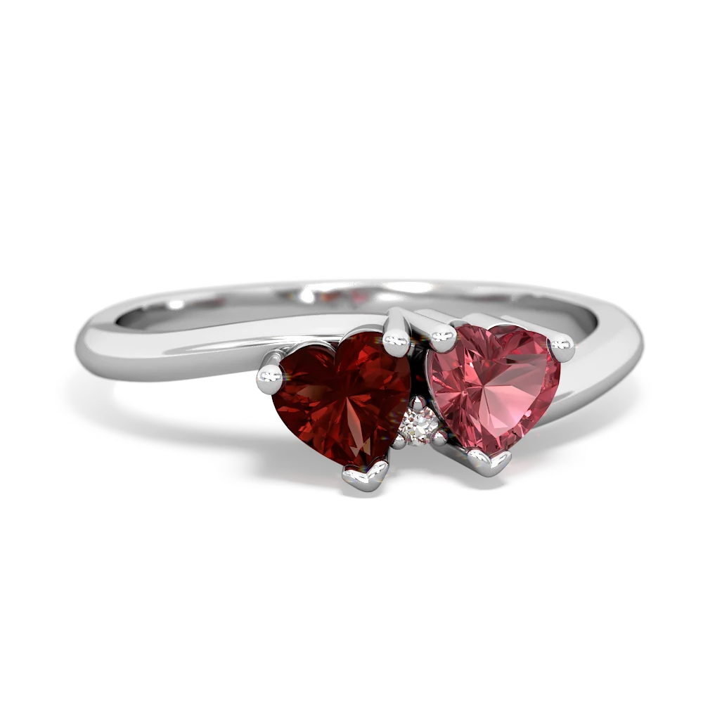 Garnet Sweethearts 14K White Gold ring R5260