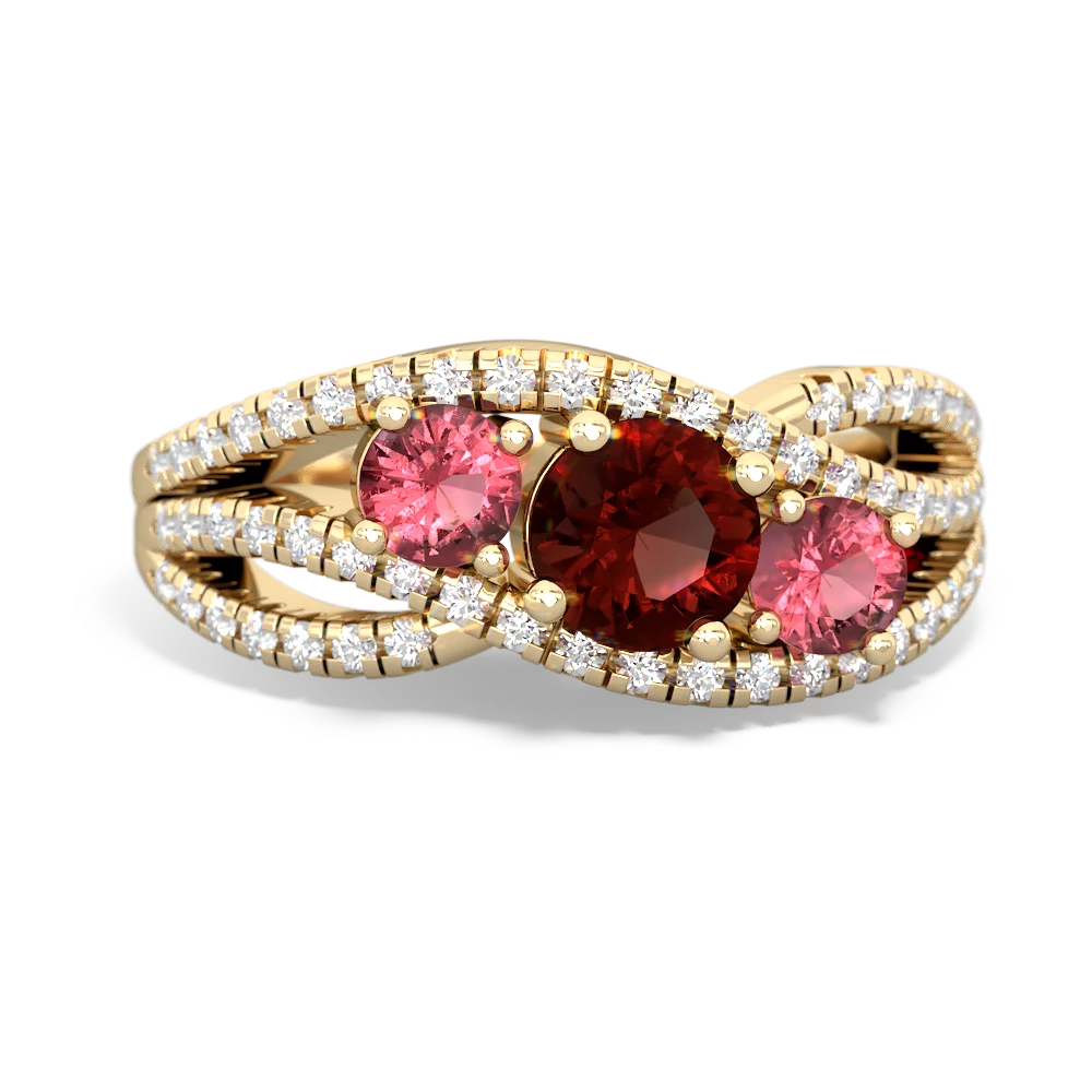 Garnet Three Stone Aurora 14K Yellow Gold ring R3080