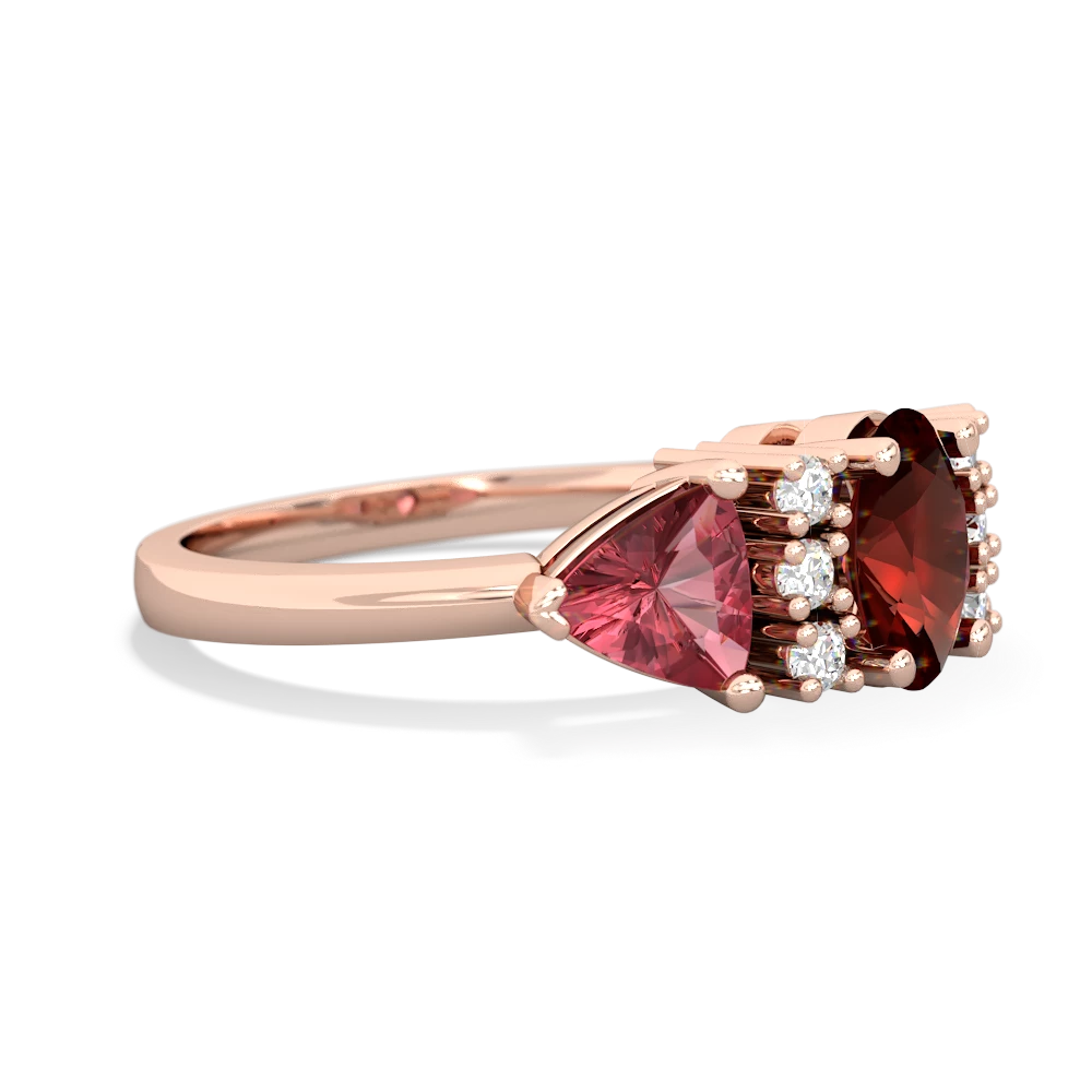 Garnet Antique Style Three Stone 14K Rose Gold ring R2186