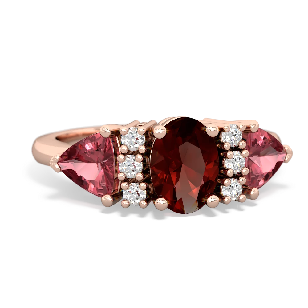 Garnet Antique Style Three Stone 14K Rose Gold ring R2186