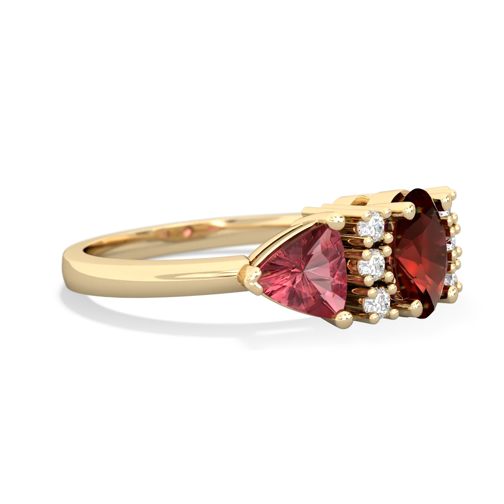 Garnet Antique Style Three Stone 14K Yellow Gold ring R2186