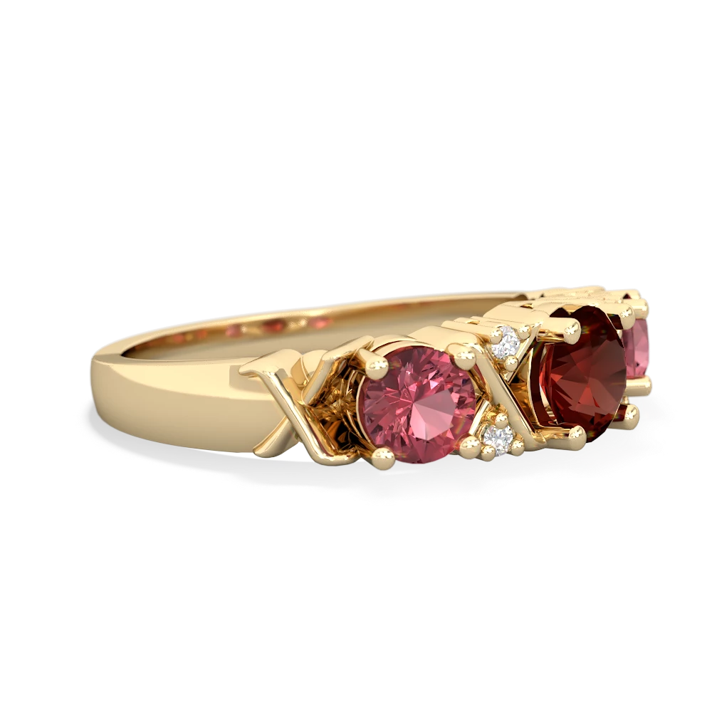 Garnet Hugs And Kisses 14K Yellow Gold ring R5016