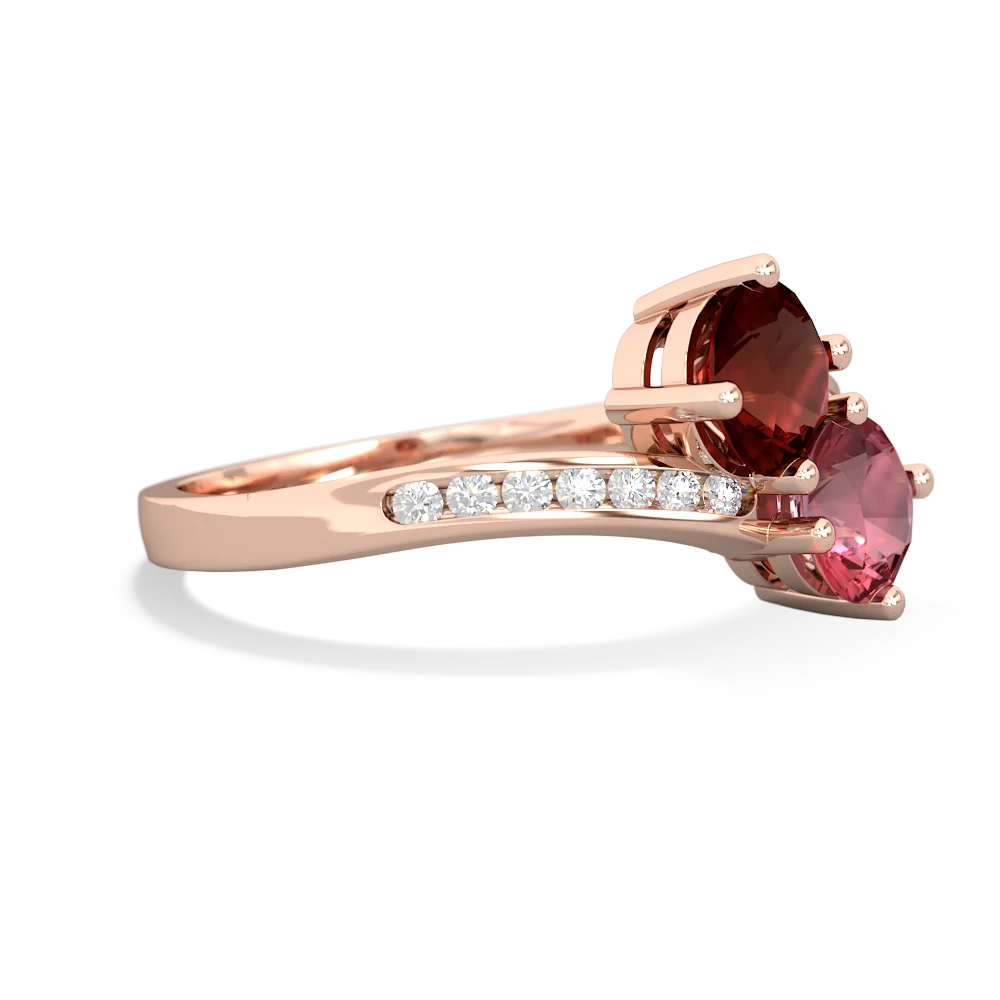 Garnet Channel Set Two Stone 14K Rose Gold ring R5303