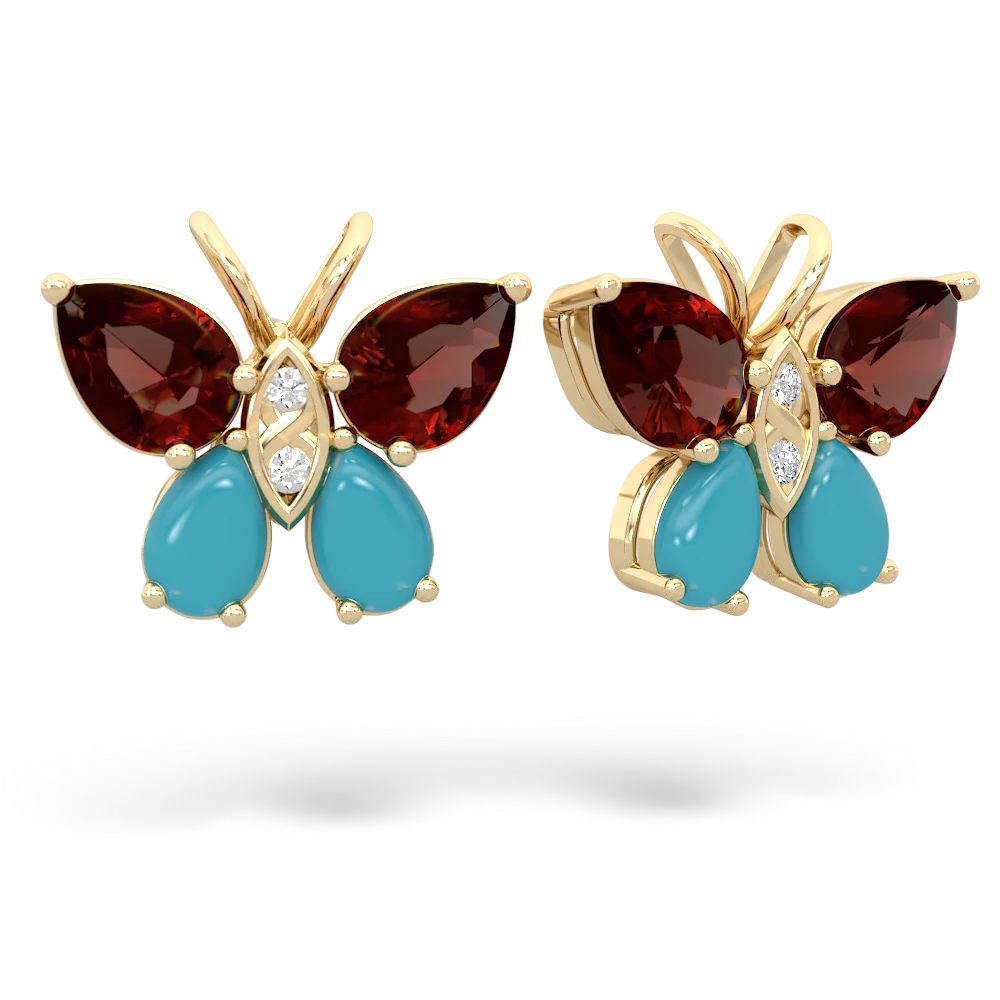 Garnet Butterfly 14K Yellow Gold earrings E2215