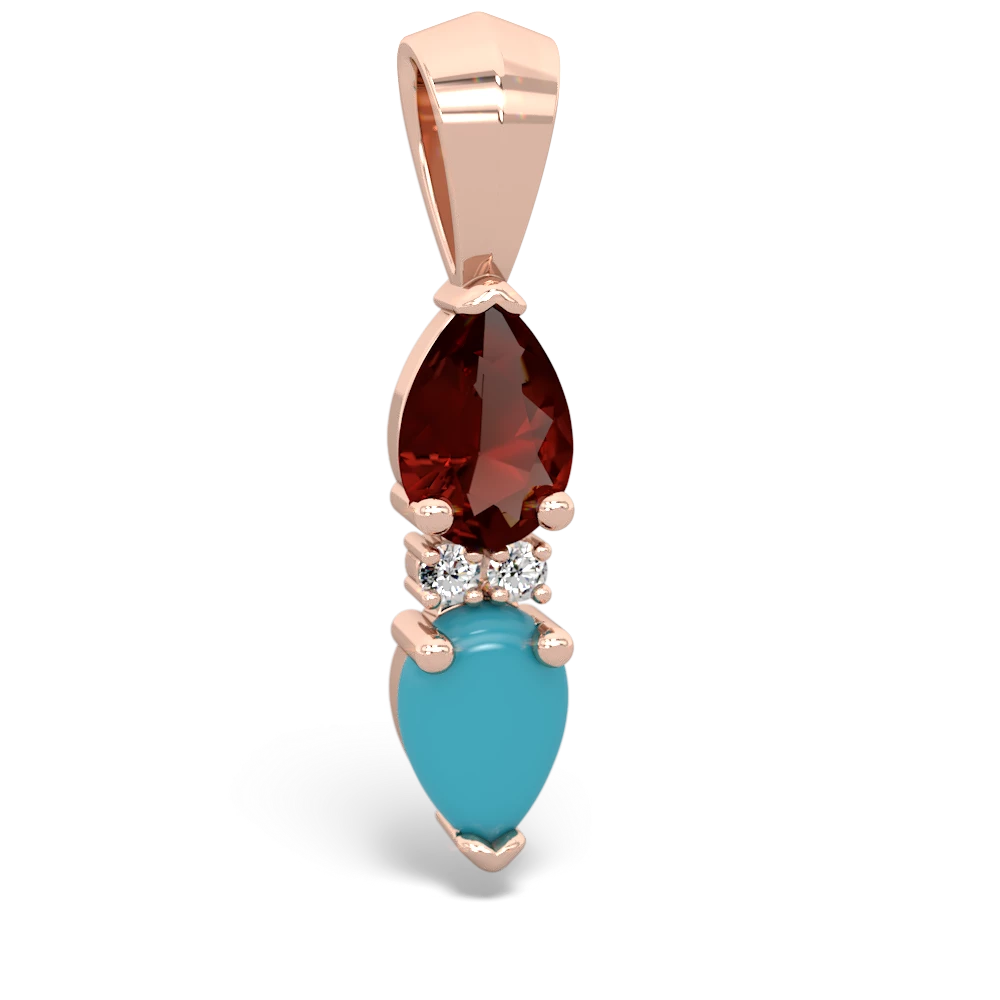Garnet Bowtie Drop 14K Rose Gold pendant P0865