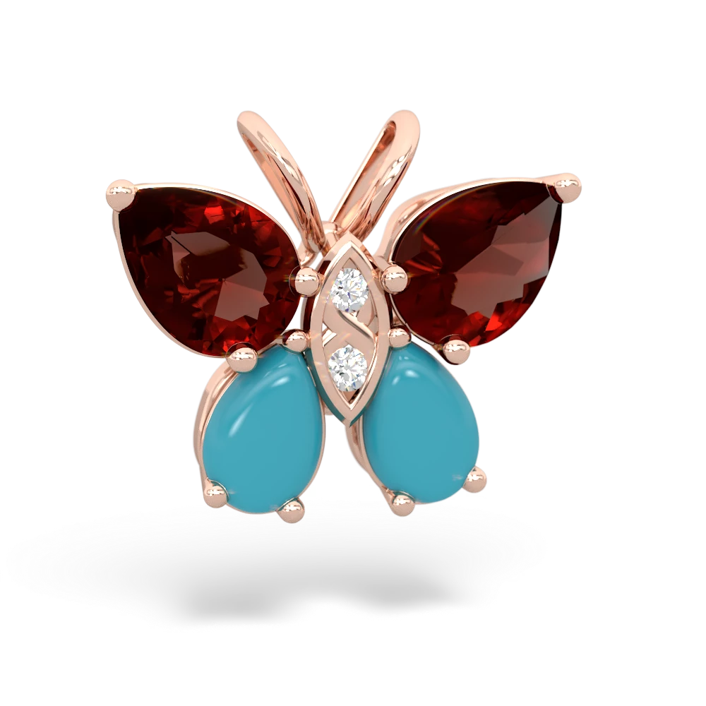 Garnet Butterfly 14K Rose Gold pendant P2215