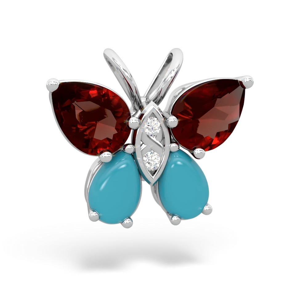 Garnet Butterfly 14K White Gold pendant P2215