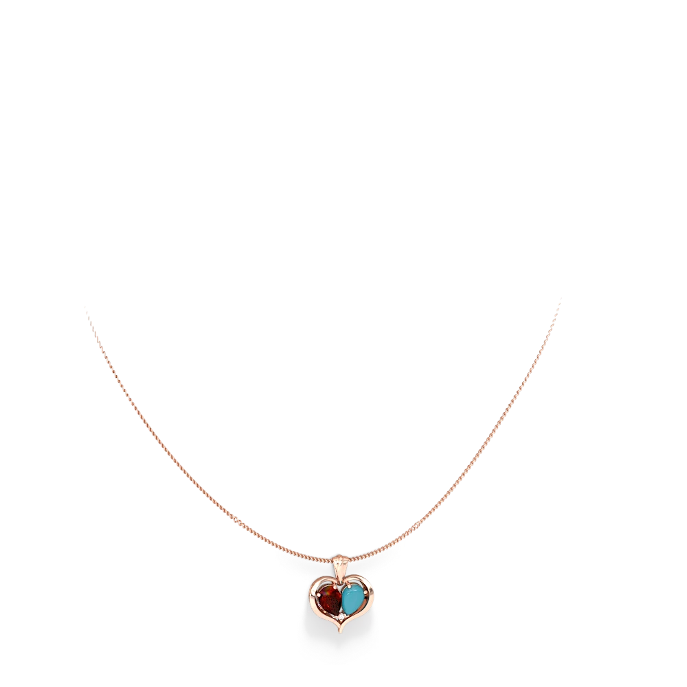 Garnet Two Become One 14K Rose Gold pendant P5330