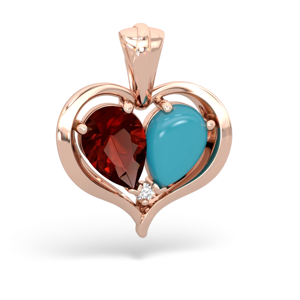 Garnet Two Become One 14K Rose Gold pendant P5330