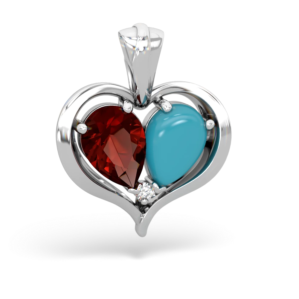 Garnet Two Become One 14K White Gold pendant P5330