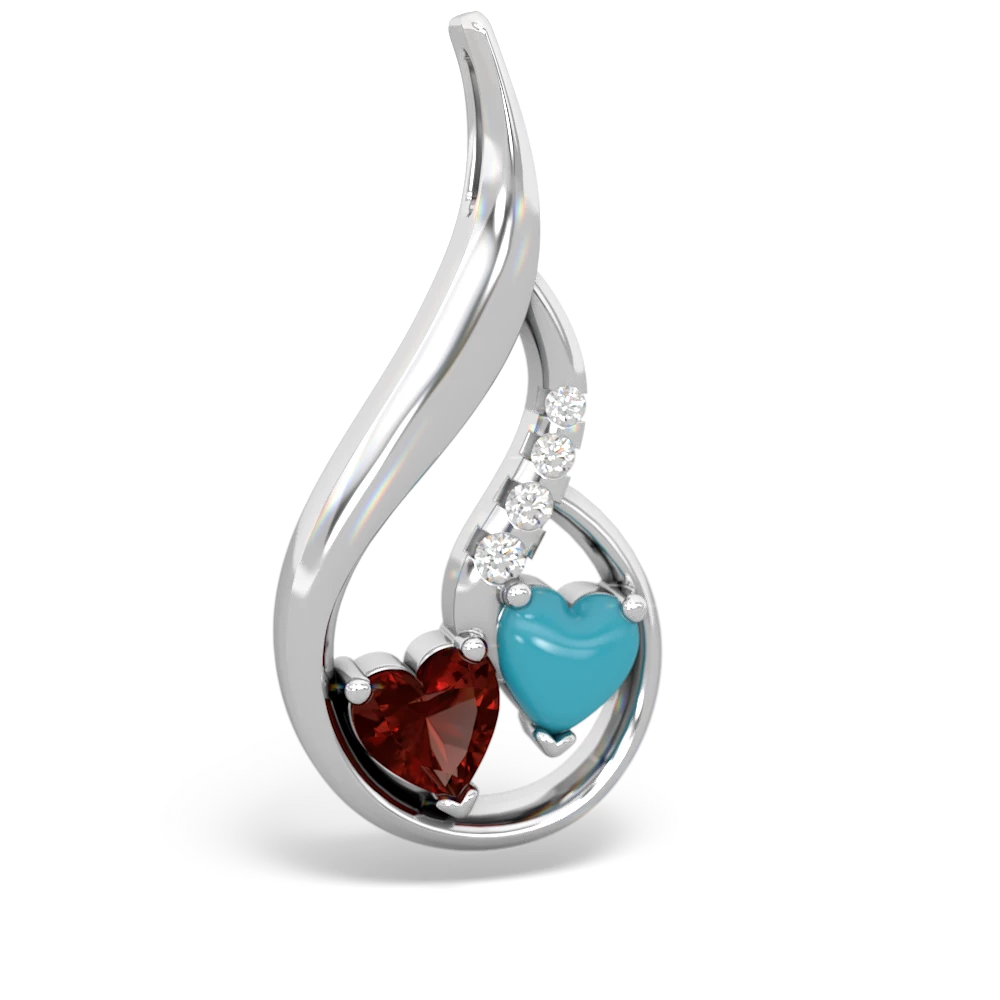 Garnet Keepsake Curves 14K White Gold pendant P5450