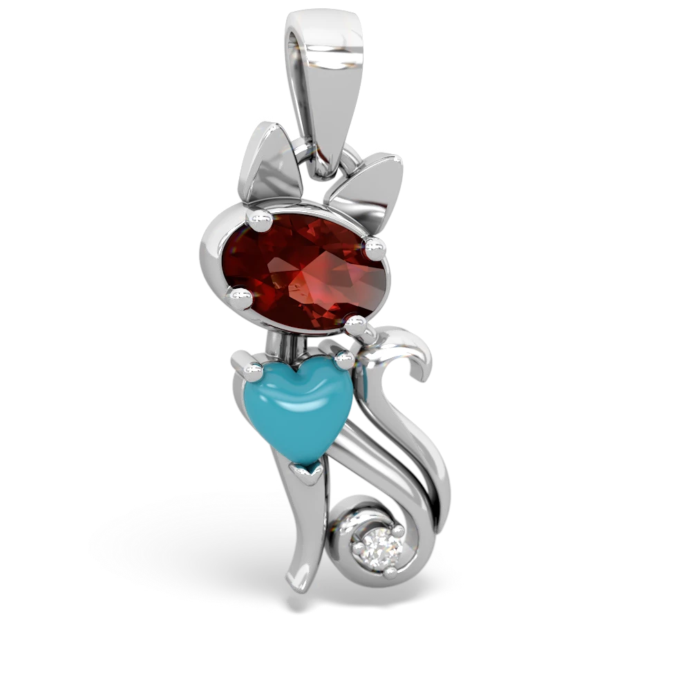 Garnet Kitten 14K White Gold pendant P5780