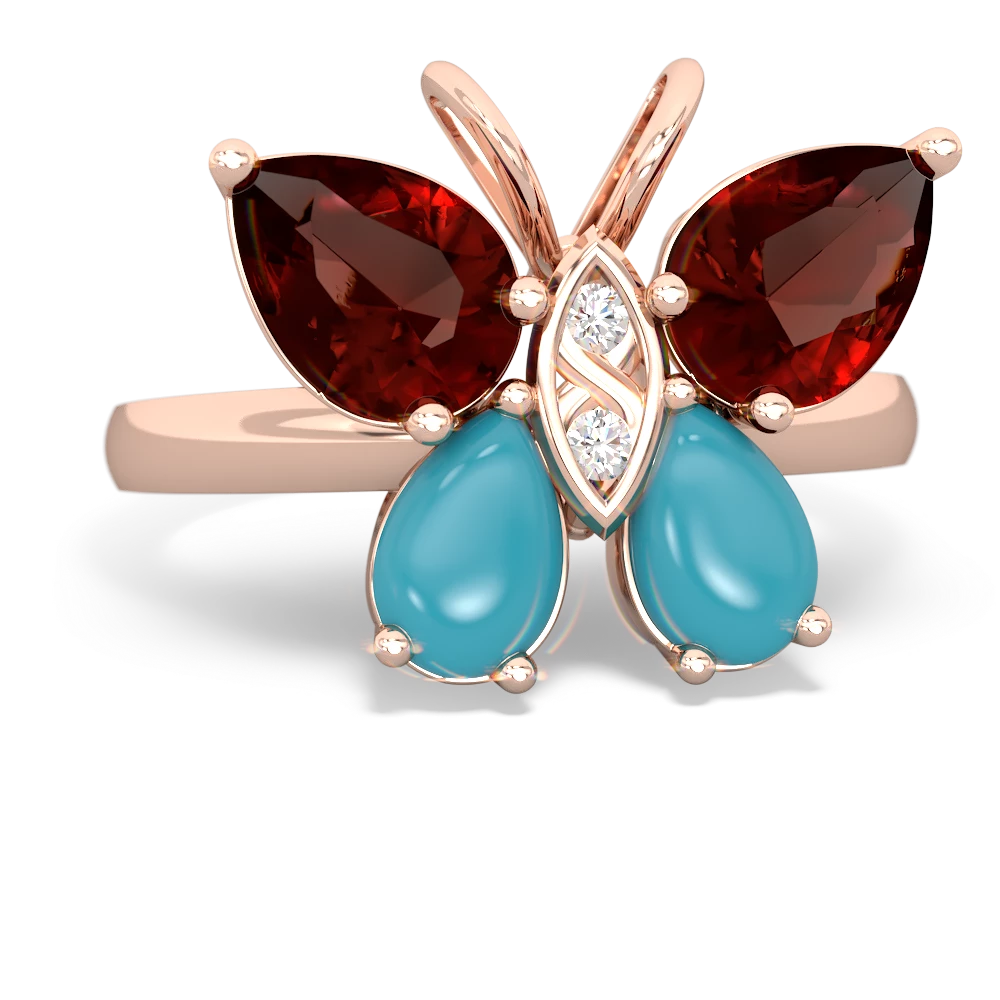 Garnet Butterfly 14K Rose Gold ring R2215