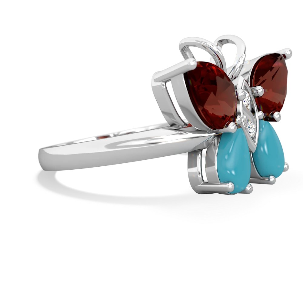 Garnet Butterfly 14K White Gold ring R2215